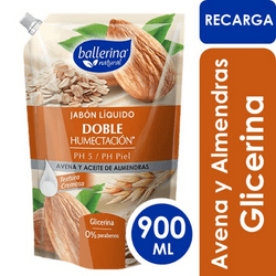 Jabon Liq Ballerina Doble Humect (Avena y Almendras), 900 ml