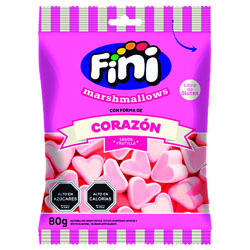Marshmallow Corazon Sabor Frutilla Fini, 80gr