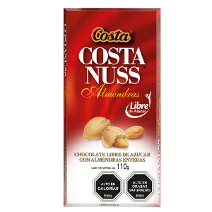 Chocolate Costa Nuss libre de azucar, 110 grs