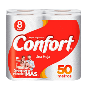 Papel Higiénico 50 mts Confort, 8 Und