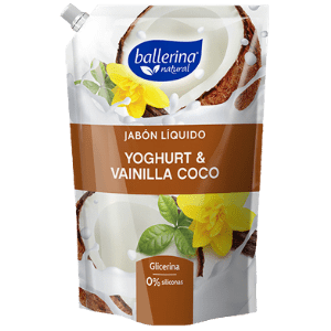 Jabon Liq Ballerina Yogurt Vainilla y Coco, 900 ml